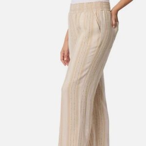 Briggs Women's Linen Blend Wide Leg Pant Beige Small QUICK SHIPPING